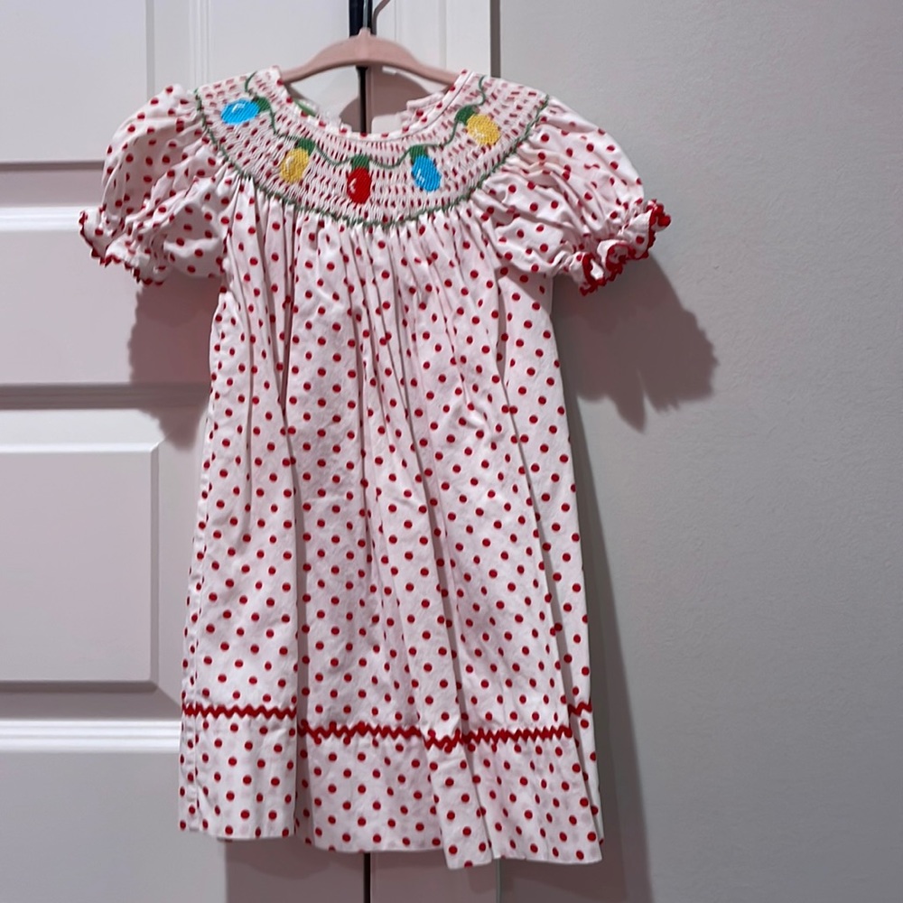 Christmas lights smocked dress